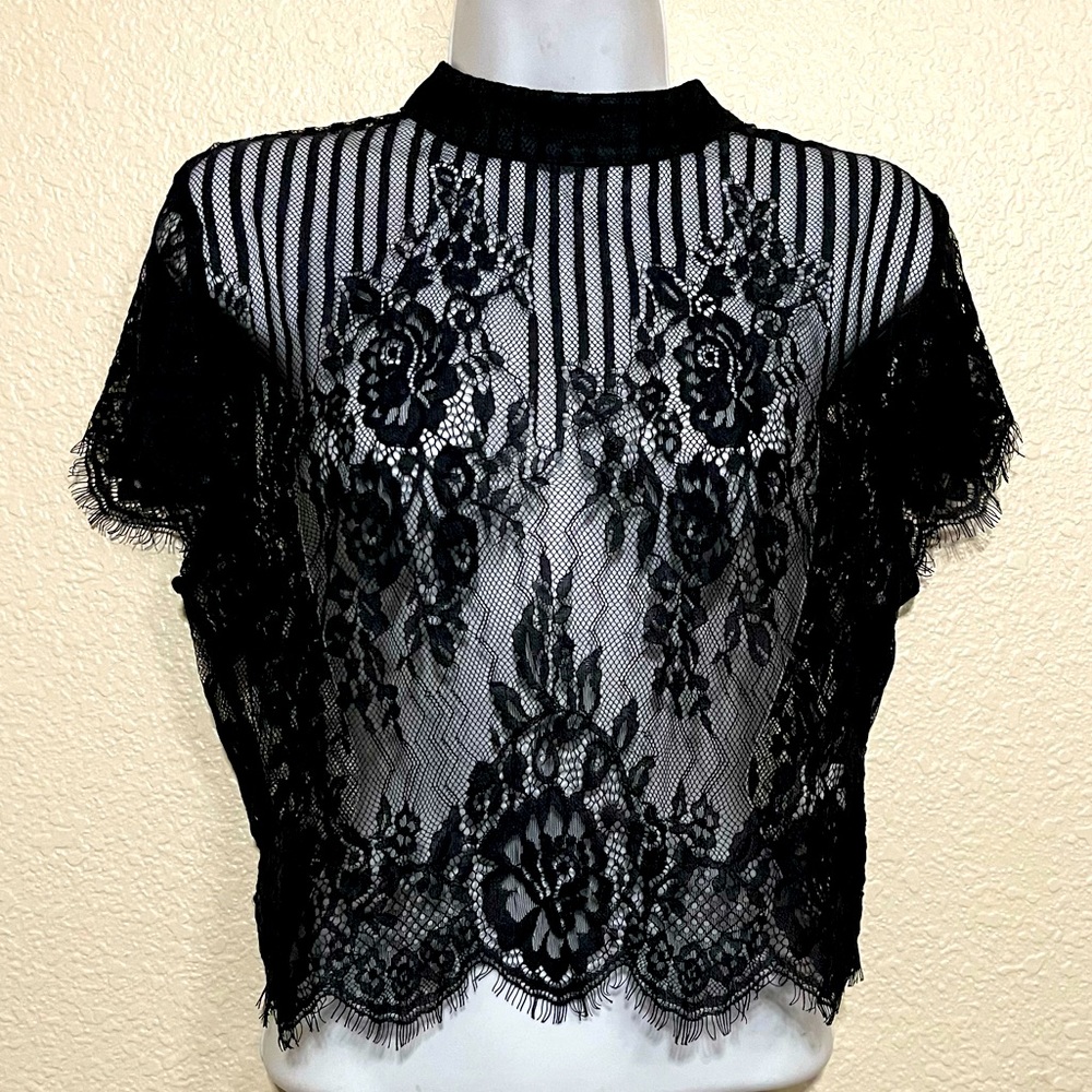 Windsor Black Mesh/Lace Top large